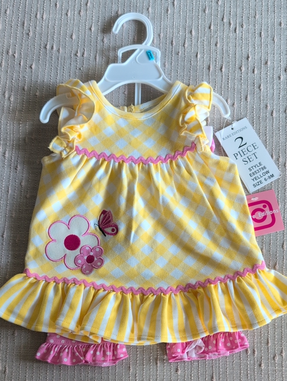 Yellow Baby Dress Set with Pink Pants